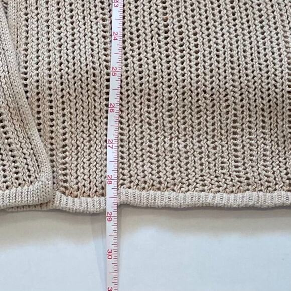 Kate Hill Tan/Neutral Cotton Open Knit Open Front Long Cardigan Cuffed Sleeve 3X - Picture 10 of 10